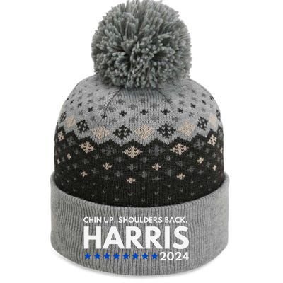 Chin Up Shoulders Back Kamala Harris 2024 Design The Baniff Cuffed Pom Beanie