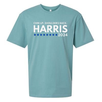 Chin Up Shoulders Back Kamala Harris 2024 Design Sueded Cloud Jersey T-Shirt