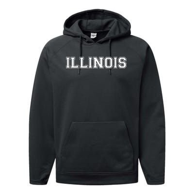 College University Style Illinois Sports Fan Gift Performance Fleece Hoodie