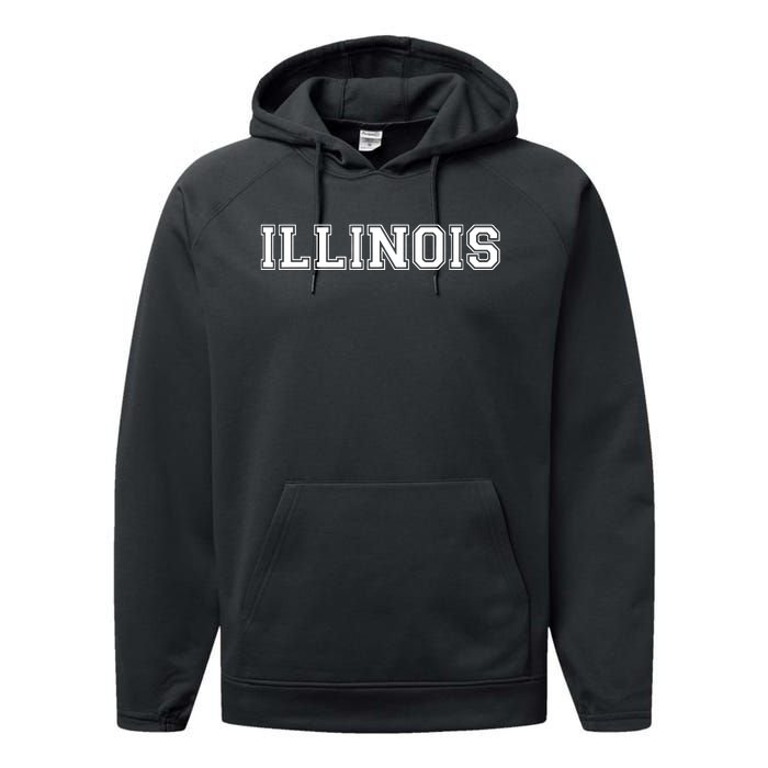 College University Style Illinois Sports Fan Gift Performance Fleece Hoodie