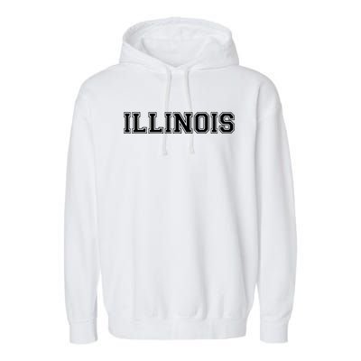 College University Style Illinois Sports Fan Gift Garment-Dyed Fleece Hoodie