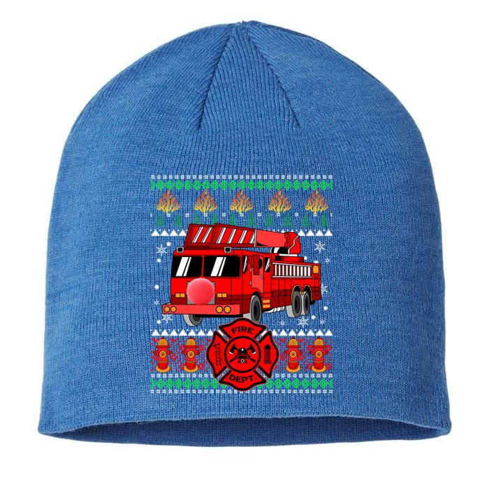 Christmas Ugly Sweater Firefighter Firetruck Christmas Gift Sustainable Beanie