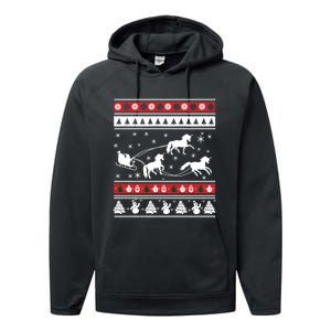 Christmas Unicorn SantaS Sled Ugly Performance Fleece Hoodie