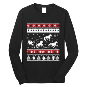 Christmas Unicorn SantaS Sled Ugly Long Sleeve Shirt