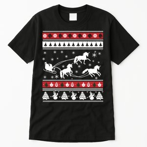 Christmas Unicorn SantaS Sled Ugly Tall T-Shirt