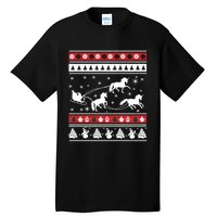 Christmas Unicorn SantaS Sled Ugly Tall T-Shirt