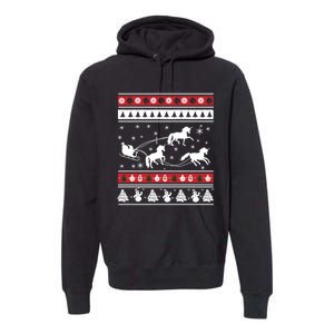 Christmas Unicorn SantaS Sled Ugly Premium Hoodie