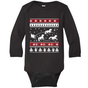 Christmas Unicorn SantaS Sled Ugly Baby Long Sleeve Bodysuit