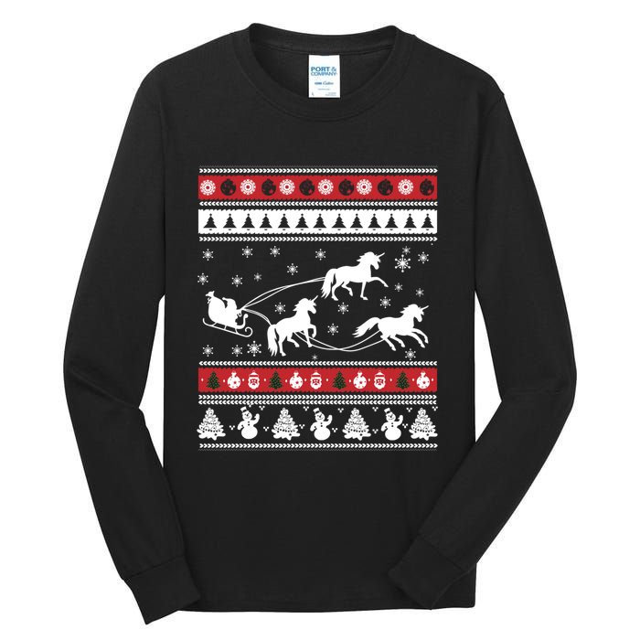 Christmas Unicorn SantaS Sled Ugly Tall Long Sleeve T-Shirt