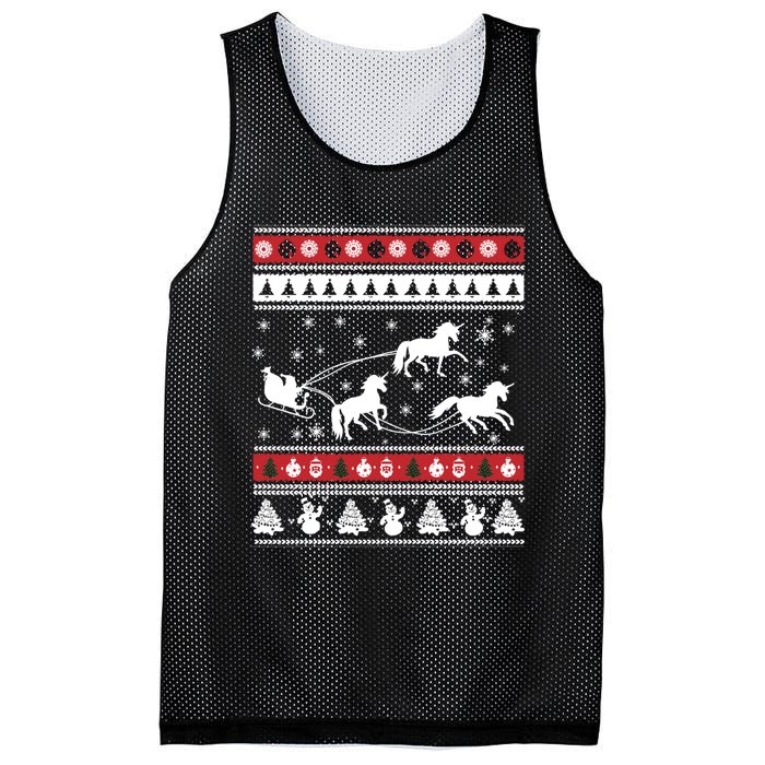 Christmas Unicorn SantaS Sled Ugly Mesh Reversible Basketball Jersey Tank