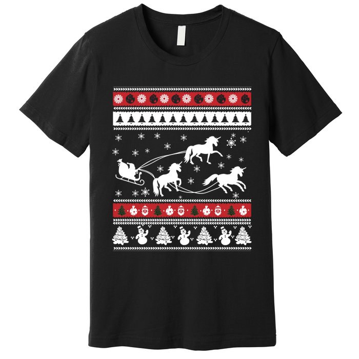 Christmas Unicorn SantaS Sled Ugly Premium T-Shirt