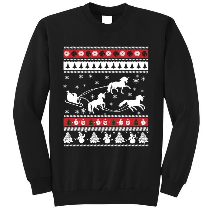 Christmas Unicorn SantaS Sled Ugly Tall Sweatshirt