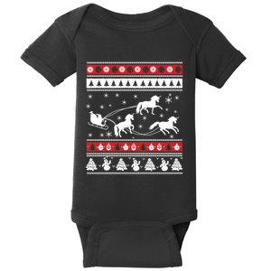 Christmas Unicorn SantaS Sled Ugly Baby Bodysuit