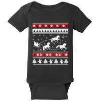 Christmas Unicorn SantaS Sled Ugly Baby Bodysuit