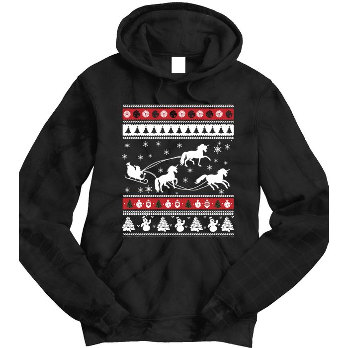 Christmas Unicorn SantaS Sled Ugly Tie Dye Hoodie