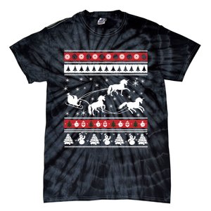 Christmas Unicorn SantaS Sled Ugly Tie-Dye T-Shirt