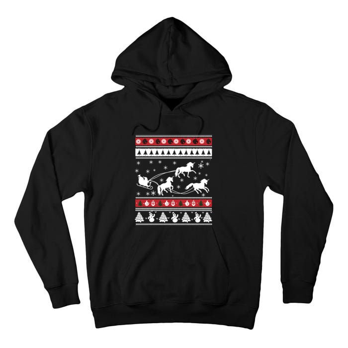 Christmas Unicorn SantaS Sled Ugly Tall Hoodie