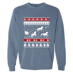 Christmas Unicorn SantaS Sled Ugly Garment-Dyed Sweatshirt