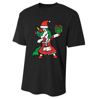 Christmas Unicorn Santa Dab Cute Xmas Performance Sprint T-Shirt