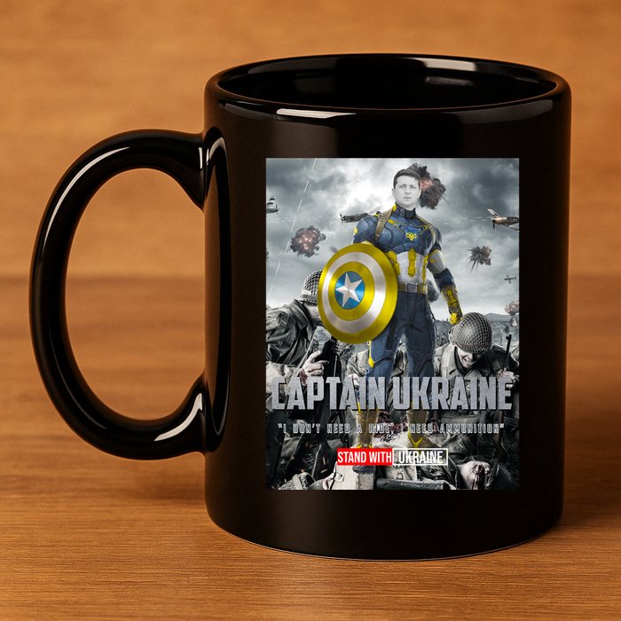 Captain Ukraine Stand With Zelenskyy I Dont Need A Ride Ammo Army 11oz C Handle Ceramic Mug