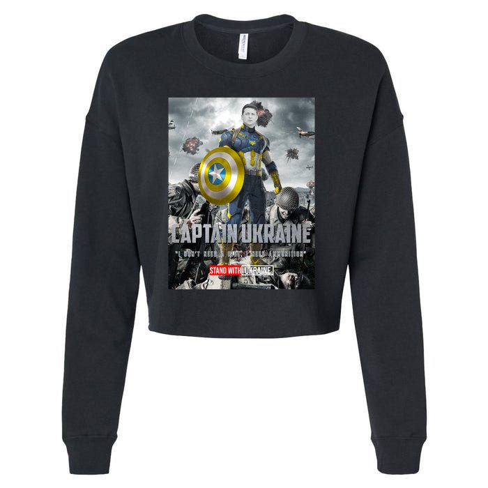 Captain Ukraine Stand With Zelenskyy I Dont Need A Ride Ammo Army Cropped Pullover Crew