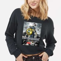 Captain Ukraine Stand With Zelenskyy I Dont Need A Ride Ammo Army Cropped Pullover Crew