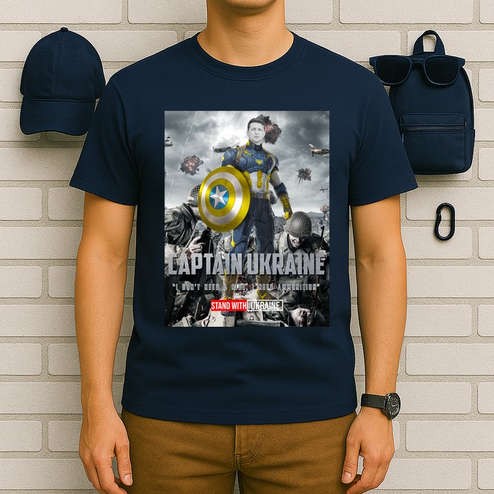 Captain Ukraine Stand With Zelenskyy I Dont Need A Ride Ammo Army T-Shirt