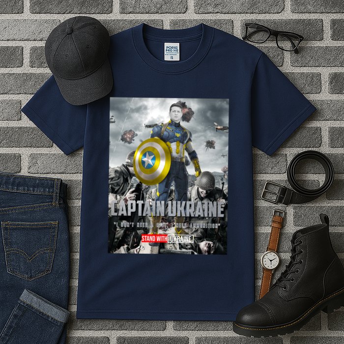 Captain Ukraine Stand With Zelenskyy I Dont Need A Ride Ammo Army Tall T-Shirt