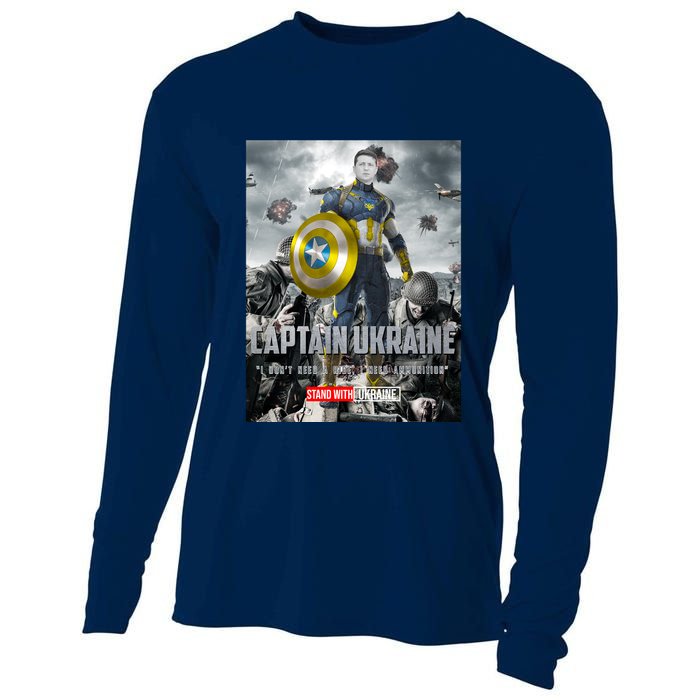 Captain Ukraine Stand With Zelenskyy I Dont Need A Ride Ammo Army Cooling Performance Long Sleeve Crew