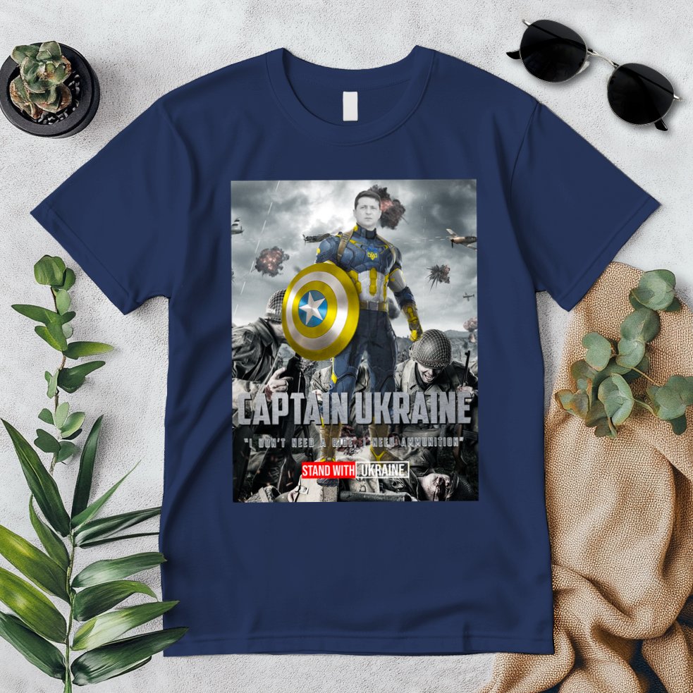 Captain Ukraine Stand With Zelenskyy I Dont Need A Ride Ammo Army Premium T-Shirt