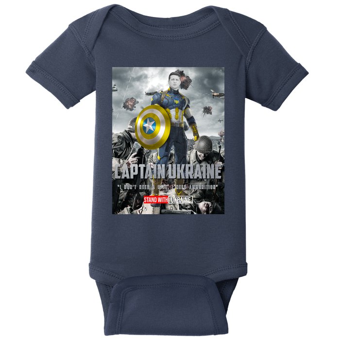 Captain Ukraine Stand With Zelenskyy I Dont Need A Ride Ammo Army Baby Bodysuit