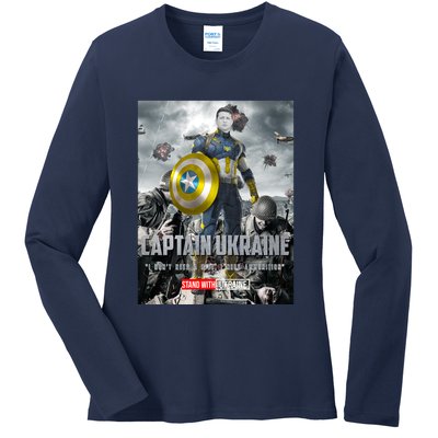 Captain Ukraine Stand With Zelenskyy I Dont Need A Ride Ammo Army Ladies Long Sleeve Shirt