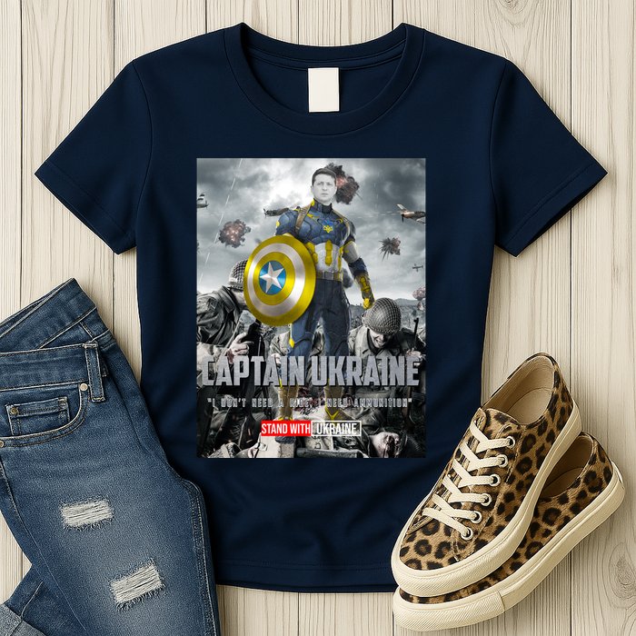 Captain Ukraine Stand With Zelenskyy I Dont Need A Ride Ammo Army Womens T-Shirt