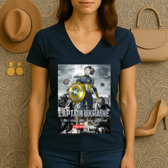 Captain Ukraine Stand With Zelenskyy I Dont Need A Ride Ammo Army Women's V-Neck T-Shirt