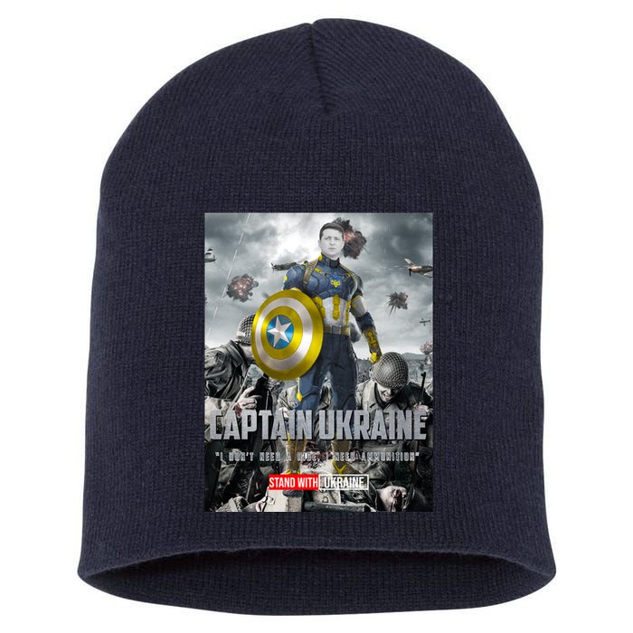 Captain Ukraine Stand With Zelenskyy I Dont Need A Ride Ammo Army Short Acrylic Beanie