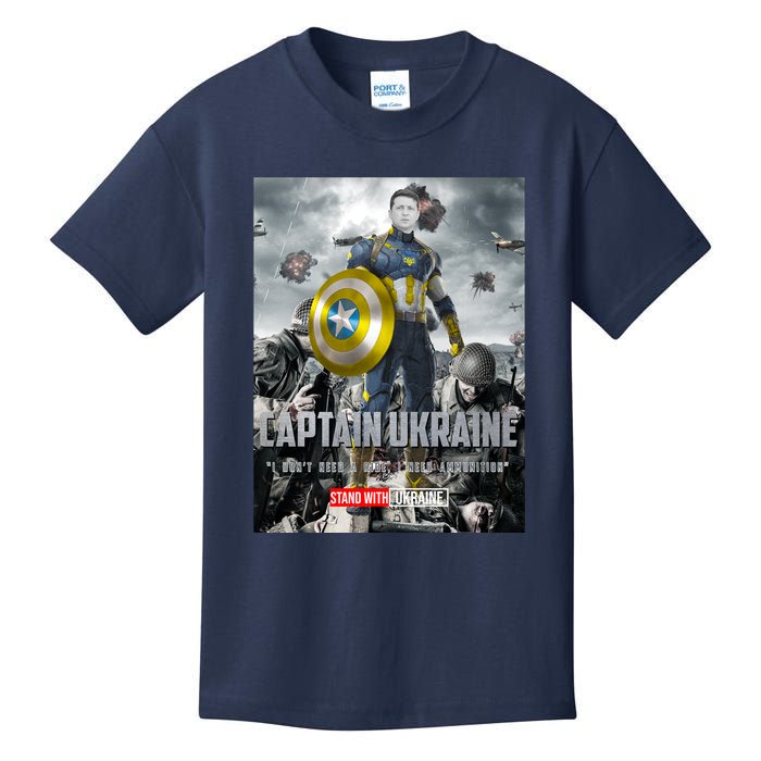 Captain Ukraine Stand With Zelenskyy I Dont Need A Ride Ammo Army Kids T-Shirt