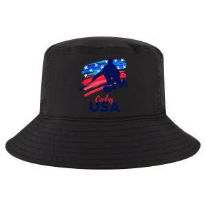 Curling USA Support The Team USA Flag Curl Clean Cool Comfort Performance Bucket Hat