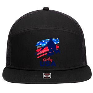 Curling USA Support The Team USA Flag Curl Clean 7 Panel Mesh Trucker Snapback Hat