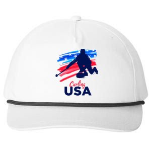 Curling USA Support The Team USA Flag Curl Clean Snapback Five-Panel Rope Hat