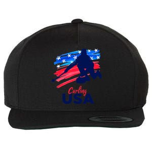 Curling USA Support The Team USA Flag Curl Clean Wool Snapback Cap