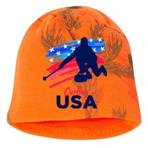 Curling USA Support The Team USA Flag Curl Clean Kati - Camo Knit Beanie