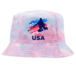 Curling USA Support The Team USA Flag Curl Clean Tie-Dyed Bucket Hat