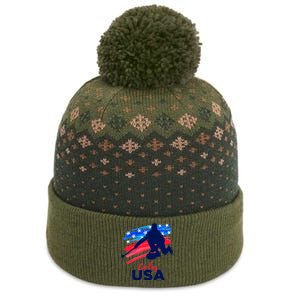 Curling USA Support The Team USA Flag Curl Clean The Baniff Cuffed Pom Beanie