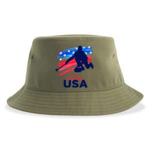 Curling USA Support The Team USA Flag Curl Clean Sustainable Bucket Hat