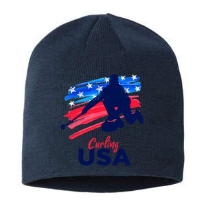 Curling USA Support The Team USA Flag Curl Clean Sustainable Beanie