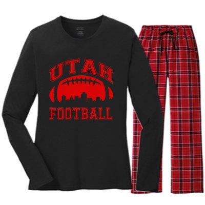 College University Style Utah Football Sports Gift Women's Long Sleeve Flannel Pajama Set 