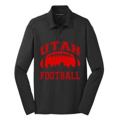 College University Style Utah Football Sports Gift Silk Touch Performance Long Sleeve Polo