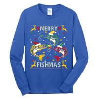 Christmas Ugly Sweater Merry Fishmas Funny Angler Gift Tall Long Sleeve T-Shirt