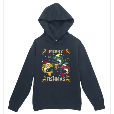 Christmas Ugly Sweater Merry Fishmas Funny Angler Gift Urban Pullover Hoodie