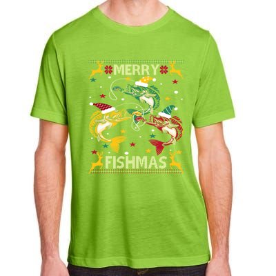 Christmas Ugly Sweater Merry Fishmas Funny Angler Meaningful Gift Adult ChromaSoft Performance T-Shirt